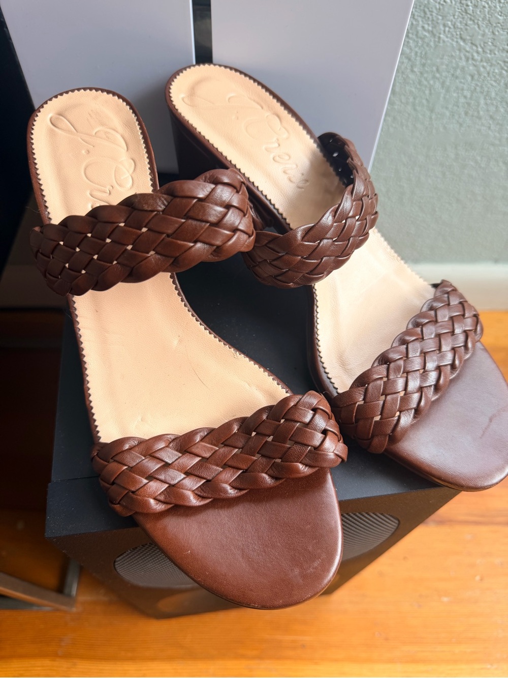 Women’s Brown Braided Slide Sandals